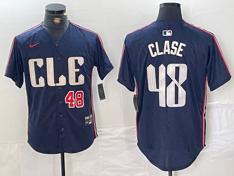 Men Cleveland Indians 48 Clase Blue City Edition Nike 2024 MLB Jersey style 3